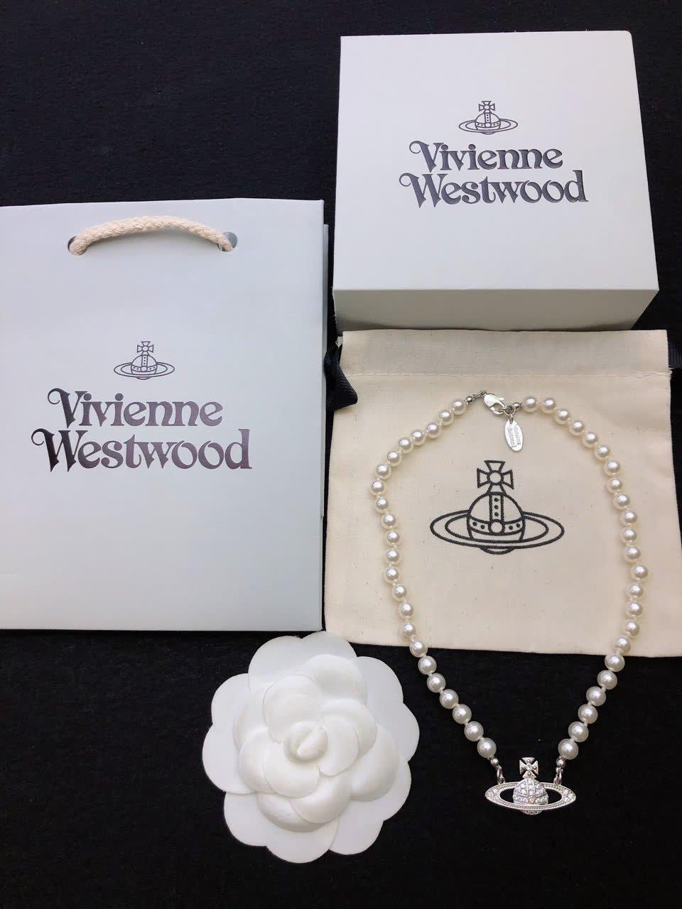 Vivienne Westwood Pearl Necklace with Orb Pendant